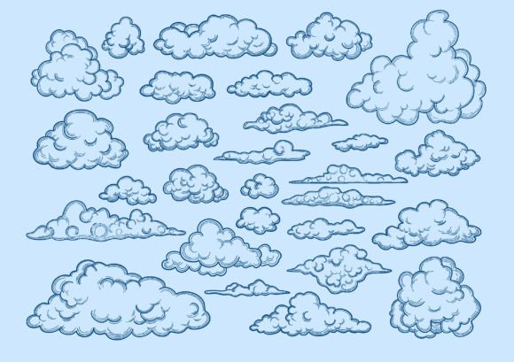 Clouds Sketch: Capturing Vintage Charm in Decorative Design