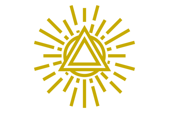 Triangle on Shining Sun: A Vintage Decorative Symbol for Bold Design