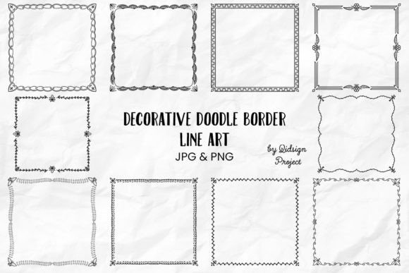 Unleash Creativity with 10 Decorative Doodle Border Line Art